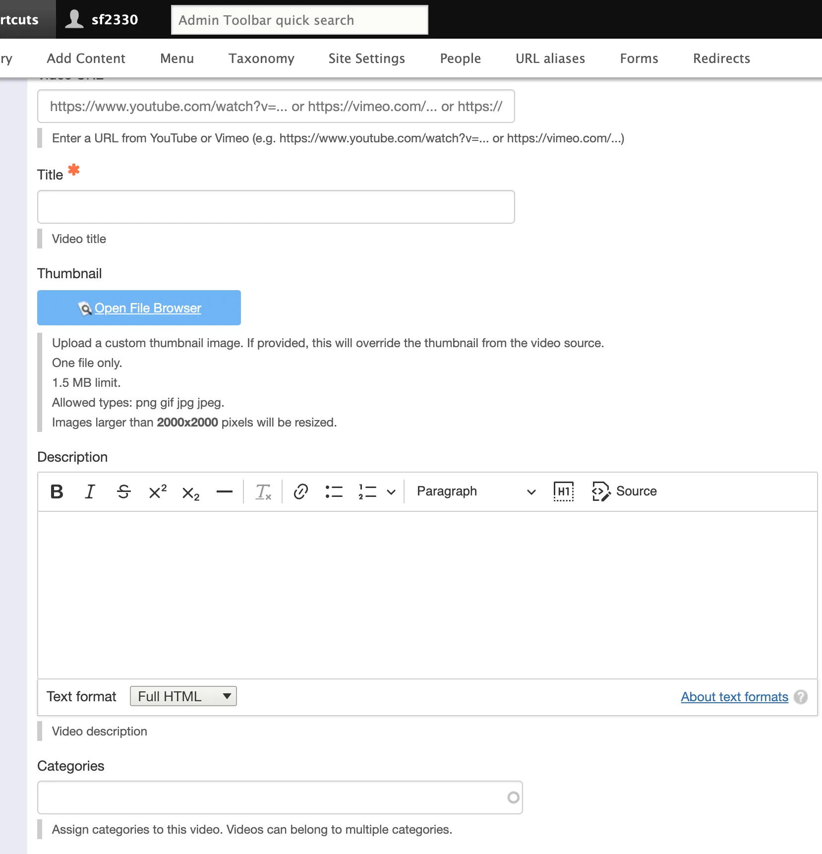 backend of adding a video