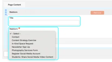 text highlighting fields on the backend of a webform for embedding to a web page