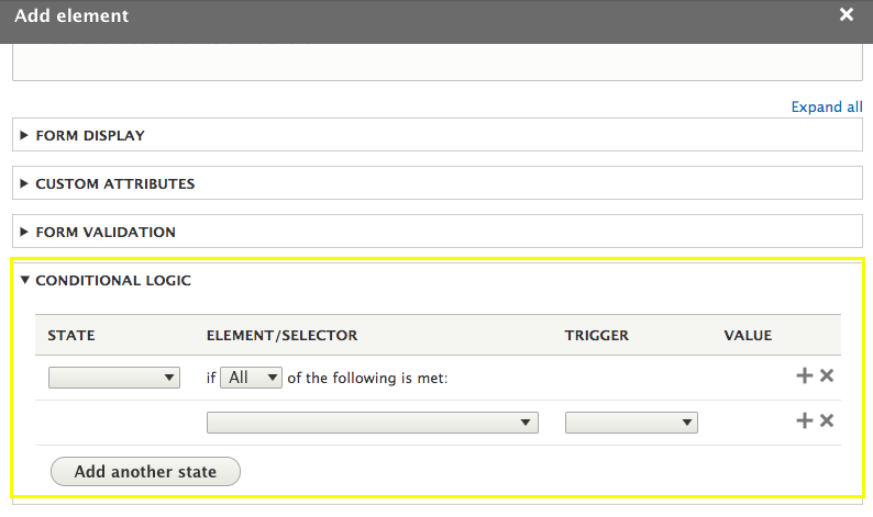 expand the Conditional Logic section