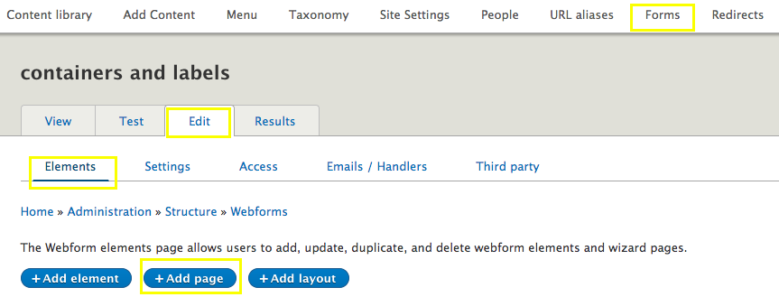 Click +Add page