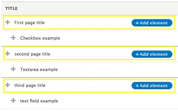 drag and drop elements between pages using the crosshairs icon