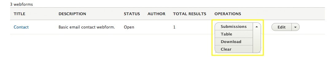 Within the Results tab, use the Download option to export submissions as needed.