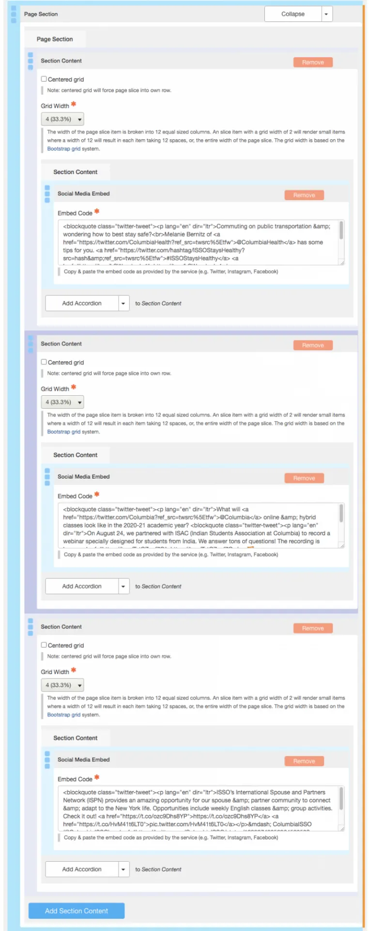 What the content entry looks like on the backend